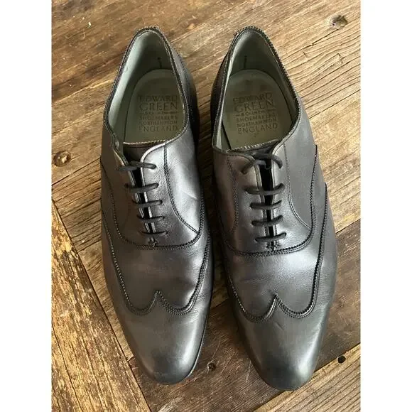 Edward Green Oxford Casual Dress Shoe Dark Gray Size 8.5 E JP